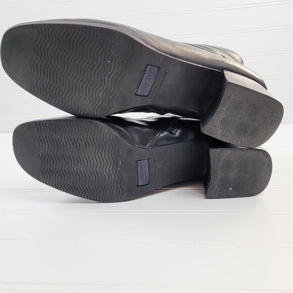 London Fog Ankle Boot Womens Size 8.5 Black Leather Side Zip Witchy Victorian - Picture 7 of 12